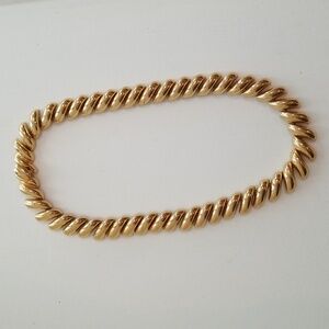 Fashion Statement Gold Metal Links Collar Necklace, Elegant Statement Piece